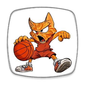 Katzen Basketballerin / Basketball Katze - Viereckiger Kühlschrankmagnet - Weiß - Vorne