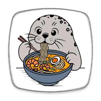 Ramen-Robbe - Viereckiger Kühlschrankmagnet - Weiß - Vorne