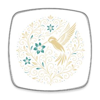 Ornament Hummingbird with Floral Patterns - Square fridge magnet - white - Front