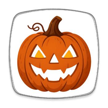 Helloween Kürbis mit Gruselgesicht - Viereckiger Kühlschrankmagnet - Weiß - Vorne