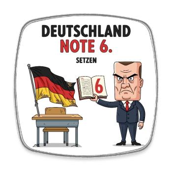 Deutschland Note 6 Motiv mit Lehrer  - Viereckiger Kühlschrankmagnet - Weiß - Vorne
