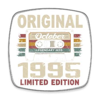 Né en Octobre 1995 | Cadeau Vintage Octobre 1995 - Magnet carré - blanc - Devant