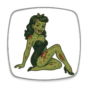 Zombie Girl Illustration for Horror Fans - Square fridge magnet - white - Front
