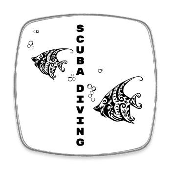 Scuba Diving – Tribal Fish Design - Square fridge magnet - white - Front