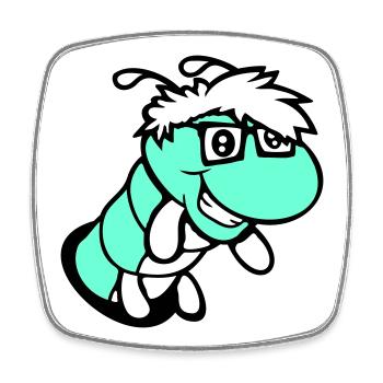 nerd caterpillar looks hole geek worm horn-rimmed glasses smart - Square fridge magnet - white - Front