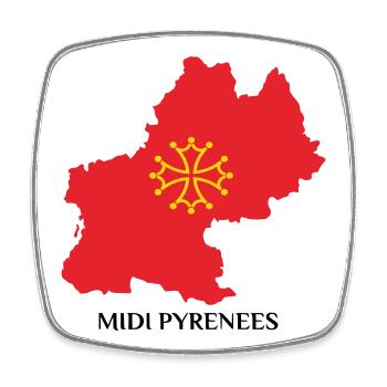 Karte der Midi-Pyrénées - Viereckiger Kühlschrankmagnet - Weiß - Vorne