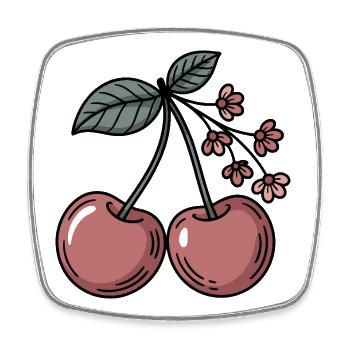 Fleurs de cerisier douces graphiques de cerisier - Magnet carré - blanc - Devant