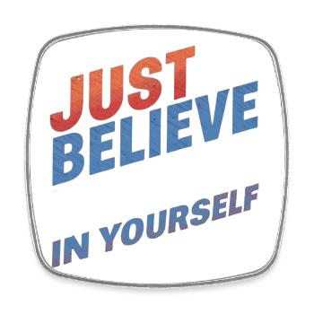 UST BELIEVE – T-Shirt & Accessoires - Viereckiger Kühlschrankmagnet - Weiß - Vorne