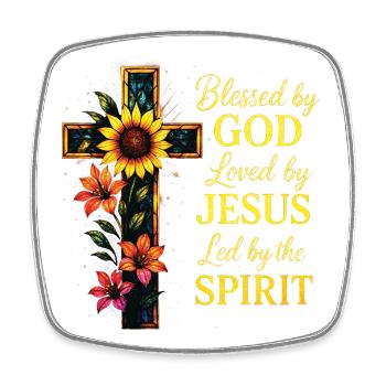 Geliebt von Jesus Christliches Kreuz - Viereckiger Kühlschrankmagnet - Weiß - Vorne