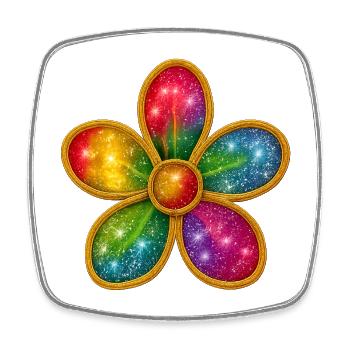 Galaktischer Blumenring mit bunten Funkeln - Viereckiger Kühlschrankmagnet - Weiß - Vorne