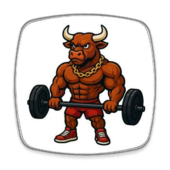 Strong bull with dumbbell - Square fridge magnet - white - Front