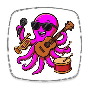 Colorful Musical Octopus - Square fridge magnet - white - Front