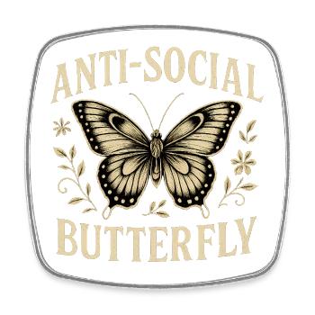 Anti-Social Butterfly Faithful Illustration - Square fridge magnet - white - Front