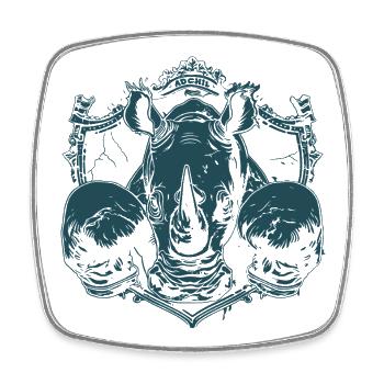 Rhino Boxer - Magnet carré - blanc - Devant