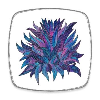 Purple Blue Leaf Pattern - Square fridge magnet - white - Front