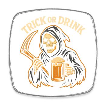 T-shirt « Trick or Drink » pour homme avec inscription « Halloween Beer » - Magnet carré - blanc - Devant