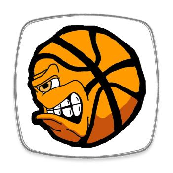 Basket-ball tortue dessin animé conception - Magnet carré - blanc - Devant