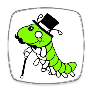 Caterpillar Sir Lord Rich Monocle Lunettes Chapeau haut de forme - Magnet carré - blanc - Devant