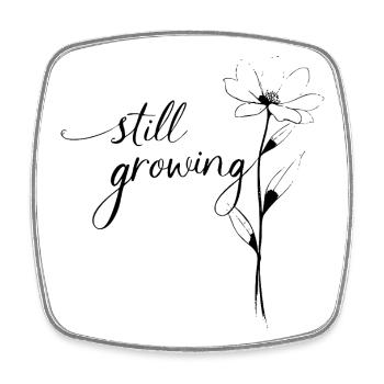 Minimalist Flower Line Art – Still Growing - Square fridge magnet - white - Front