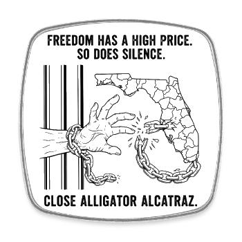 Alligator Alcatraz - Square fridge magnet - white - Front