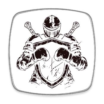 Knight with shield and sword - Square fridge magnet - white - Front
