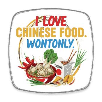 Chinesisches Essen Liebe Wont Only T-Shirt - Viereckiger Kühlschrankmagnet - Weiß - Vorne