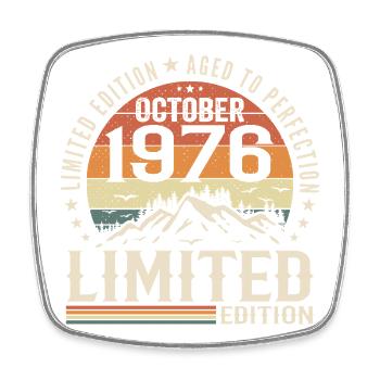 Geboren im Oktober 1976 - Vintage-Geschenk Oktober 1976 - Viereckiger Kühlschrankmagnet - Weiß - Vorne