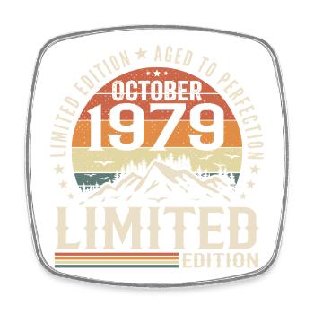 Né en octobre 1979 - cadeau millésime Octobre 1979 - Magnet carré - blanc - Devant