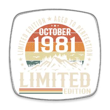 Geboren im Oktober 1981 - Vintage-Geschenk Oktober 1981 - Viereckiger Kühlschrankmagnet - Weiß - Vorne
