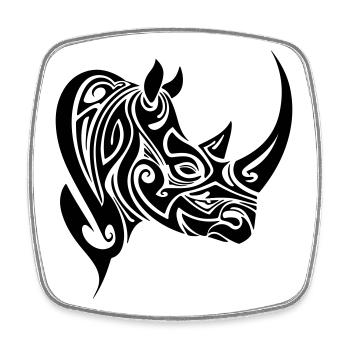 Nashorn Tribal Kopf Tattoo - Viereckiger Kühlschrankmagnet - Weiß - Vorne