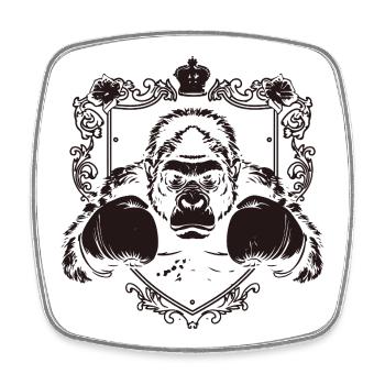 Gorille avec pose de combat - Magnet carré - blanc - Devant