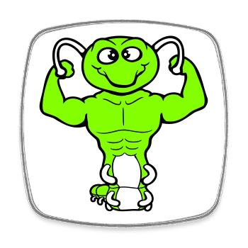 Raupe Bodybuilder Muskelaufbau Stark Fitness Gym - Viereckiger Kühlschrankmagnet - Weiß - Vorne