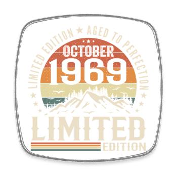 Geboren im Oktober 1969 - Vintage-Geschenk Oktober 1969 - Viereckiger Kühlschrankmagnet - Weiß - Vorne
