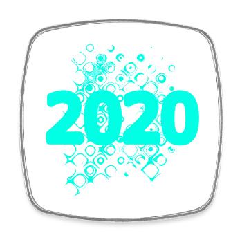 2020 - Viereckiger Kühlschrankmagnet - Weiß - Vorne