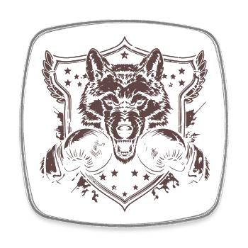 Wolf Boxer - Viereckiger Kühlschrankmagnet - Weiß - Vorne