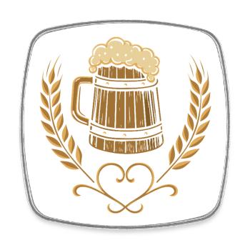 Chope à bière traditionnelle - fête folklorique et brasserie en plein air - Magnet carré - blanc - Devant