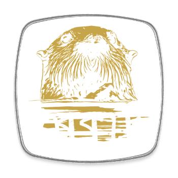 Moderne Kalligraphie Otter Illustration - Viereckiger Kühlschrankmagnet - Weiß - Vorne