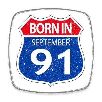 Born_in_September_91 - Square fridge magnet - white - Front