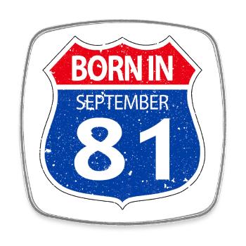 Born_in_September_81 - Square fridge magnet - white - Front