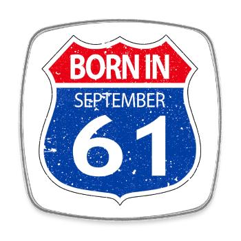 Born_in_September_61 - Square fridge magnet - white - Front