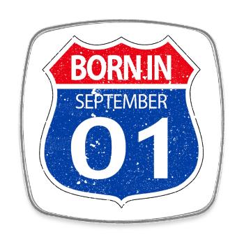 Born_in_September_01 - Square fridge magnet - white - Front