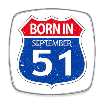 Born_in_September_51 - Square fridge magnet - white - Front