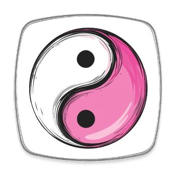 Version rose Yin et Yang :) - Magnet carré - blanc - Devant