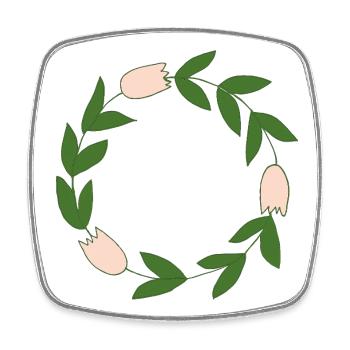 Elegant flower wreath with delicate blossoms - Square fridge magnet - white - Front
