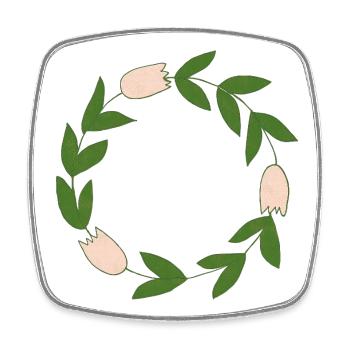 Elegant botanical floral circle motif - Square fridge magnet - white - Front