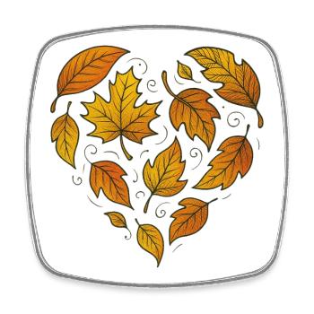 Autumn Heart Leaf Pattern - Square fridge magnet - white - Front