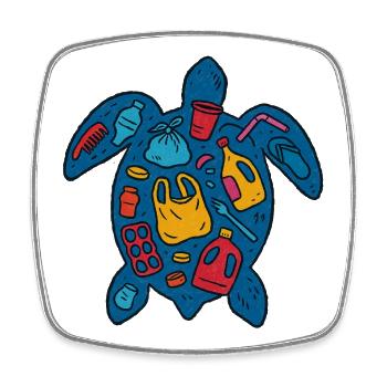 Eco-Friendly Turtle with Waste Art - Square fridge magnet - white - Front
