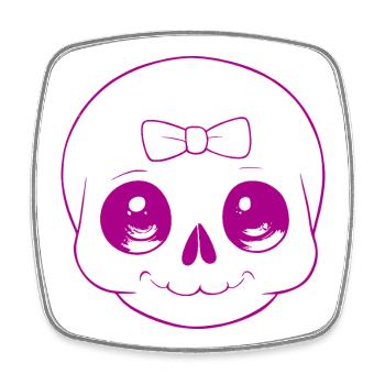 Playful cute skull with bow - Square fridge magnet - white - Front