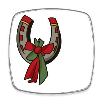 Lucky Horseshoe with Bow – Oldschool Tattoo Vi - Square fridge magnet - white - Front