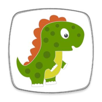 Dinosaure ludique avec dos coloré - Magnet carré - blanc - Devant